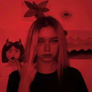 🔨 c6ce06dd Emo, Mädchen, Ästhetisch, Hörner, Teufel, Gothic telegram sticker