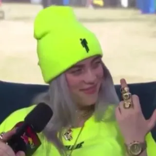 🥂 da8fe3fc Billie Eilish Sänger, Musiker, Stinkefinger, beleidigend, Popstar telegram sticker