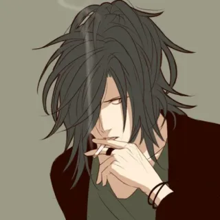 🚬 1f1bf176 ผู้ชาย, สูบบุหรี่, บุหรี่, อนิเมะ, ผม, เท่, ผู้ชาย telegram sticker