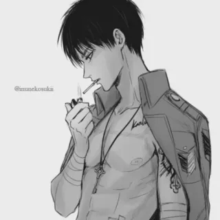 🚬 49546bcd Eren Yeager Attack on Titan อนิเมะ, สูบบุหรี่, เครื่องแบบทหาร, มังงะ, แฟนอาร์ต, เอเรน, ผ่าพิภพไททัน telegram sticker