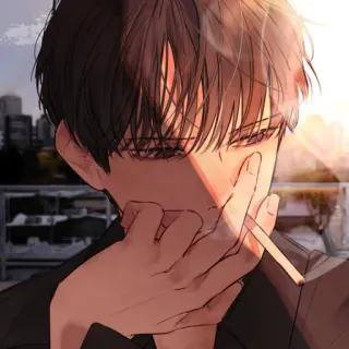 🚬 5408b424 อนิเมะ, บุหรี่, สูบบุหรี่, ผู้ชาย, ตัวละคร, ดิจิทัลอาร์ต telegram sticker