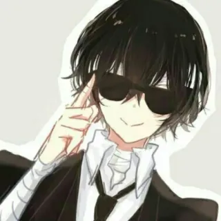 🚬 9ab01a62 อนิเมะ, ตัวละคร, แว่นกันแดด, สูท, เท่ telegram sticker