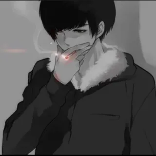 🚬 bb63c752 สูบบุหรี่, บุหรี่, อนิเมะ, เด็กผู้ชาย, เศร้า, ศิลปะ telegram sticker