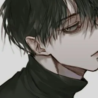 🚬 810df80f Anime, Manga, Seni, Ilustrasi, rambut hitam, potret telegram sticker