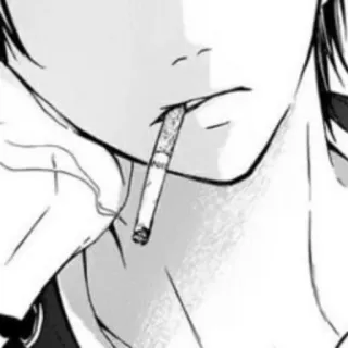 🚬 ecdc9e05 rokok, merokok, anime, manga, hitam putih, potret telegram sticker