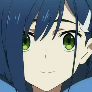 ✨ 63e29df5 Ichigo Darling in the Franxx Аниме, Ичиго, Darling in the Franxx, Персонаж, голубые волосы, зеленые глаза telegram sticker