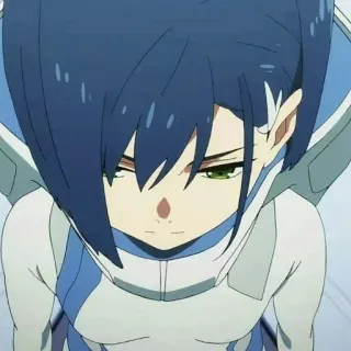 ✨ f7e37c70 Ichigo Darling in the Franxx Аниме, Ичиго, Darling in the Franxx, девушка, голубые волосы, персонаж telegram sticker