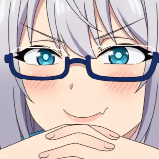 😊 3f33b2de anime, ragazza, occhiali, soddisfatto, personaggio, carina telegram sticker