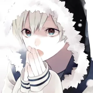 🥶 770c72d8 Anime, Inverno, Cappuccio, Triste, Freddo, Neve, Illustrazione telegram sticker