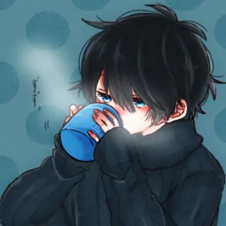 😕 7a3d88c4 すう, すう Anime, Ragazzo, Bere, Bevanda calda, Kawaii, Carino telegram sticker