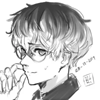 😅 80bffda5 Anime, Manga, Ritratto, Schizzo, Occhiali, Illustrazione telegram sticker