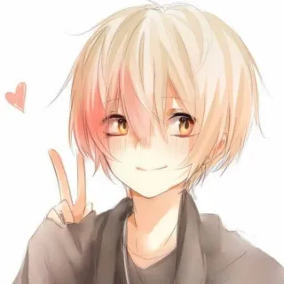 ✌ b37da93f Anime, Ragazzo, Pace, Illustrazione, Kawaii, Carino telegram sticker