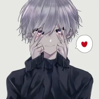 ❤ d2d466cf Anime, Ragazzo, Personaggio, Cuore, Carino, Segno di pace telegram sticker