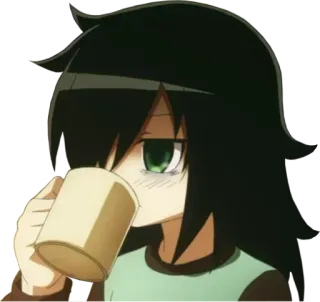 ☕ aac1baa0 อนิเมะ, ผู้หญิง, ดื่ม, น่ารัก, ผมยาว telegram sticker