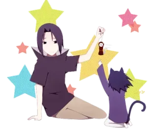 🎧 696c11fa Itachi Uchiha Naruto อิทาจิ, นารูโตะ, อนิเมะ, ดาว, แมว, การ์ตูน telegram sticker