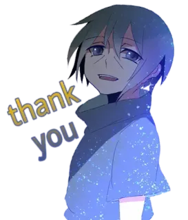 🎧 89c401de thank you ขอบคุณ, อนิเมะ, การ์ตูน, ทักทาย, น่ารัก, เด็กผู้ชาย telegram sticker