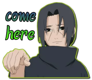 😊 035cd1be Itachi come here anime, naruto, itachi, uchiha, dedo, señalando telegram sticker