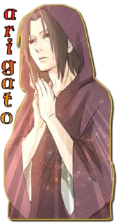 🙏 2385053f arigato anime, manga, gracias, gratitud, con capucha telegram sticker