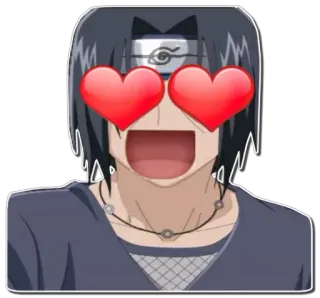 😍 7ee9bc18 Itachi Uchiha Naruto anime, amor, corazones, dibujos animados, feliz telegram sticker