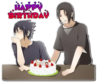 🎂 8e9fe07b Itachi Naruto Happy Birthday anime, cumpleaños, tarta, celebración, amigos telegram sticker