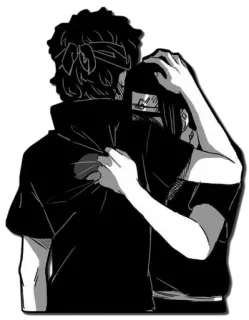 ❤ b10d853b Anime, Abrazo, Pareja, Blanco y negro, Manga telegram sticker