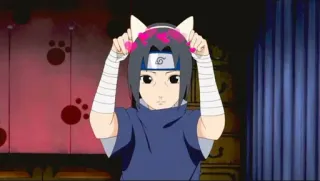 🖤 929288a1 Itachi Naruto Anime, Orecchie da gatto, Ninja, Carino telegram sticker