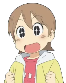 🤩 eff14040 Yuko Aioi Nichijou Anime, Dibujos animados, Divertido, Sorprendido, Emocionado, Yuko Aioi, Nichijou telegram sticker