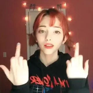 🏩 85d8754f middle finger, rude gesture, offensive, disrespectful, teen, woman telegram sticker