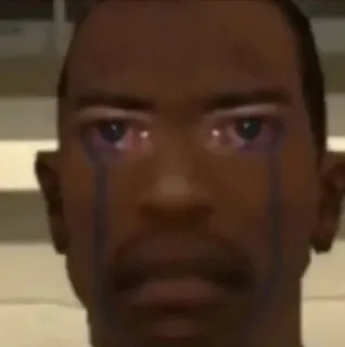 🤨 fe2f7e56 CJ Grand Theft Auto: San Andreas CJ, Grand Theft Auto, San Andreas, crying, video game telegram sticker