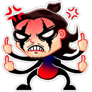 😡 9fd0567c angry, cartoon, middle fingers, offensive telegram sticker