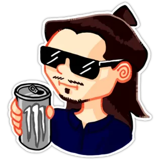 😎 e77a6b0d cartoon, character, drink, can, sunglasses, person telegram sticker