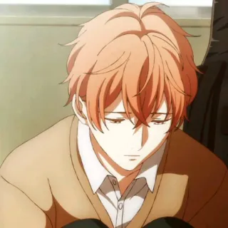 🗝 58a817d6 アニメ, 少年, 漫画, オレンジ髪, 座る, ポートレート telegram sticker