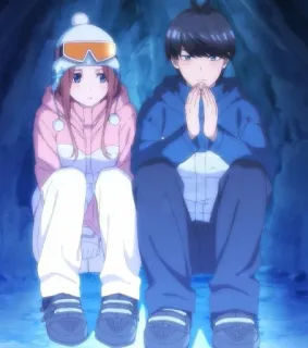 🔮 d3342825 Anime, Paar, Winter, Schnee, Ski, Cartoon telegram sticker