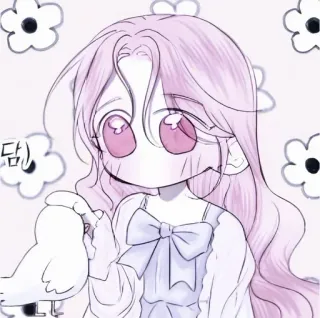 🐁 12816afe 담) imut, cewek, anime, bunga, kartun, rambut merah muda whatsapp sticker