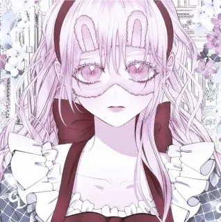 🍥 3150016f Anime, Gadis, Merah muda, Kelinci, Topeng, Imut whatsapp sticker