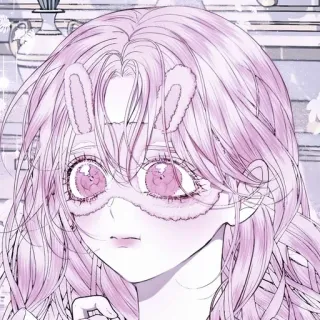 💭 31ebc7cc gadis anime, imut, merah muda, kelinci, penutup mata, kawaii, manga, kartun whatsapp sticker