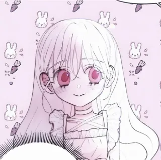 🐁 48f1e5e7 gadis anime, imut, merah muda, rambut putih, kartun, ilustrasi, kelinci whatsapp sticker