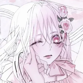 💭 b061aa32 Anime, Gadis, Lucu, Mawar, Merah Muda, Blush, Manga, Kawaii whatsapp sticker