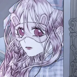 🥡 be9009f2 gadis anime, penutup mata tidur, rambut dikepang, imut, kartun, karakter whatsapp sticker