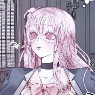 🥡 ceb52a75 삐죽 Anime, Manga, Gadis, Rambut merah muda, Potret, Ilustrasi whatsapp sticker