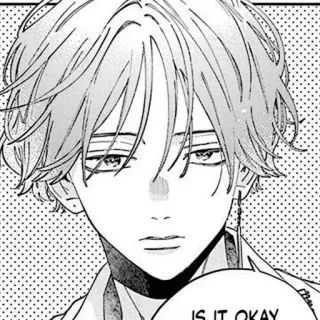 🍳 f50d58b0 IS IT OKAY อนิเมะ, มังงะ, เด็กผู้ชาย, เศร้า, ภาพเหมือน, ขาวดำ telegram sticker