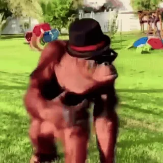 👍 e1309089 orangutan, małpa, kapelusz, okulary przeciwsłoneczne, zwierzę, śmieszne whatsapp sticker