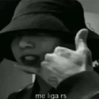 😈 9994c3d0 me liga rs call me, text, person, hat, black and white telegram sticker