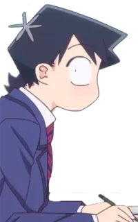 😶 1f424973 Tadano Hitohito Komi Can't Communicate Anime, Manga, Komi Can't Communicate, Tadano, Mundur szkolny, Kreskówka, Kawaii telegram sticker
