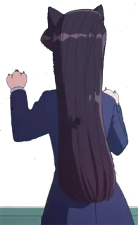 😺 b399144d Komi Shouko Komi Can't Communicate Anime, Kocie uszy, Komi nie potrafi się komunikować, Komi Shouko, Kot, Widok z tyłu telegram sticker