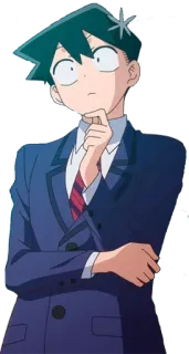 🤔 b916e27f Hitohito Tadano Komi Can't Communicate Anime, Zamyślony, Mundur szkolny, Uczeń, Konfuzja telegram sticker