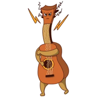 😡 39678703 chitarra, arrabbiato, cartone animato, musica, strumento, fulmine telegram sticker