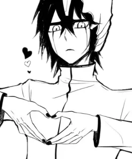 😒 347287c0 动漫, 漫画, 爱心, 爱, 黑白 telegram sticker