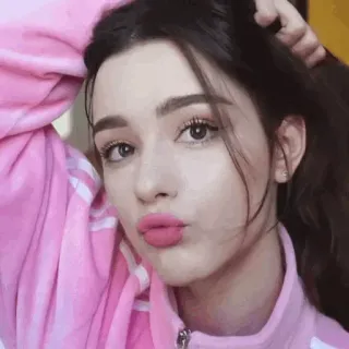 😗 5377235e donna, rosa, bellezza, modella, bruna, selfie whatsapp sticker