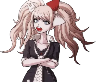 🤨 0481260d Junko Enoshima Danganronpa Anime, Junko Enoshima, Danganronpa, Różowe włosy, Kokarda, Królik whatsapp sticker
